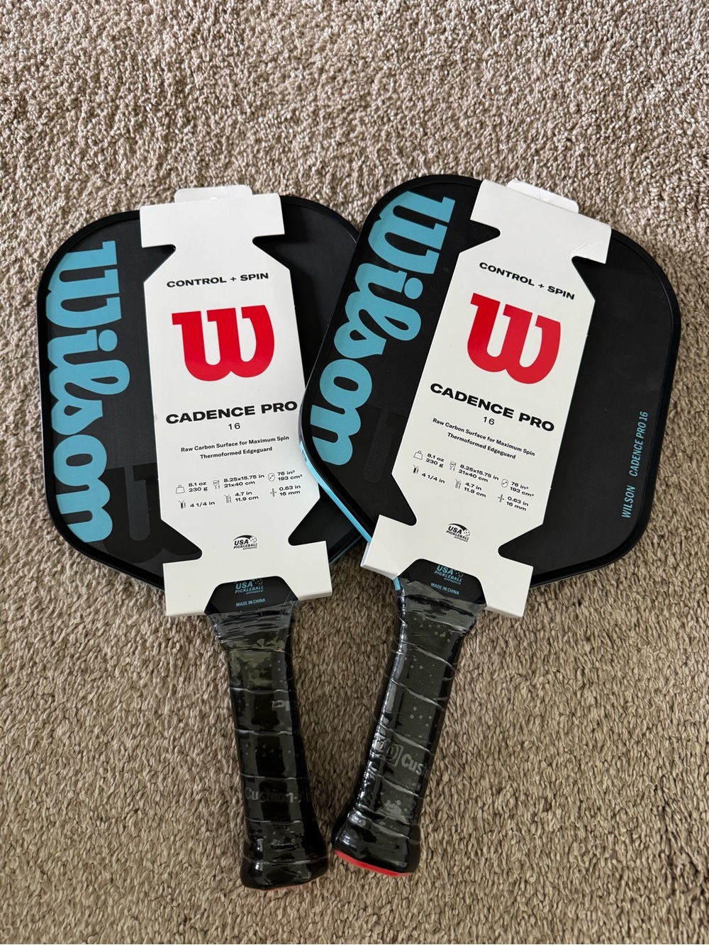 Wilson Cadence Pro Pickleball Paddles – Black with Blue Accents (Pair)